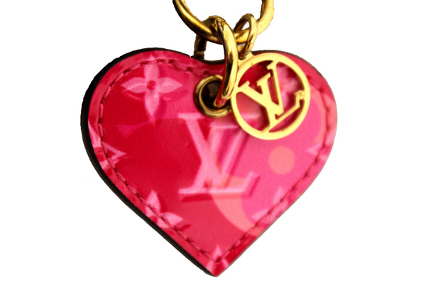Louis Vuitton Blue/Pink Vernis Leather Valentine Heart Bag Charm Key Ring