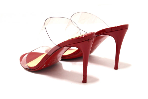 Christian Louboutin Red Patent Leather and TPU Just Nothing Mules 85 mm Size 37