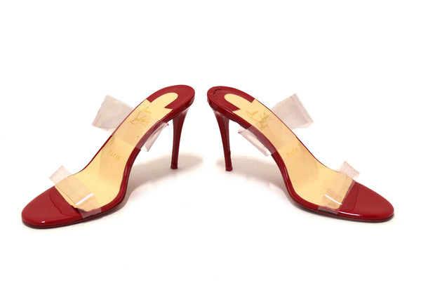 Christian Louboutin Red Patent Leather and TPU Just Nothing Mules 85 mm Size 37