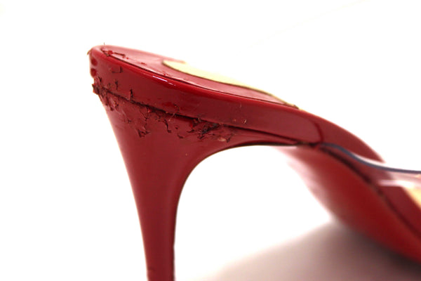 Christian Louboutin Red Patent Leather and TPU Just Nothing Mules 85 mm Size 37
