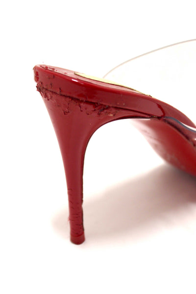 Christian Louboutin Red Patent Leather and TPU Just Nothing Mules 85 mm Size 37