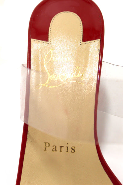 Christian Louboutin Red Patent Leather and TPU Just Nothing Mules 85 mm Size 37