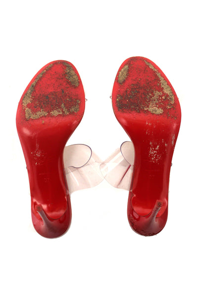 Christian Louboutin Red Patent Leather and TPU Just Nothing Mules 85 mm Size 37