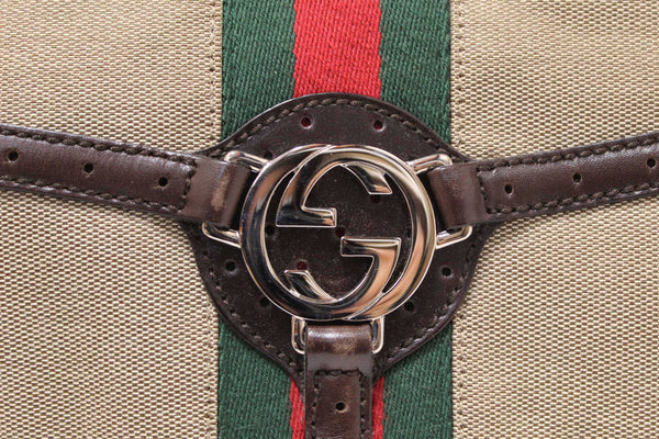 Gucci Beige Canvas Web GG Reins Small Hobo Bag 114869