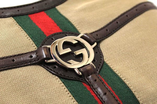 Gucci Beige Canvas Web GG Reins Small Hobo Bag 114869