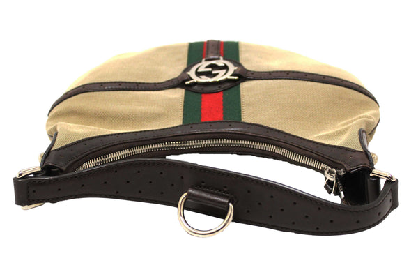 Gucci Beige Canvas Web GG Reins Small Hobo Bag 114869