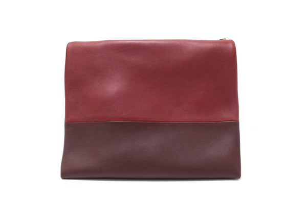 Celine Burgundy/Grey Calfskin Leather and Suede All Soft Shoulder Bag