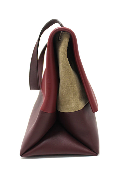 Celine Burgundy/Grey Calfskin Leather and Suede All Soft Shoulder Bag