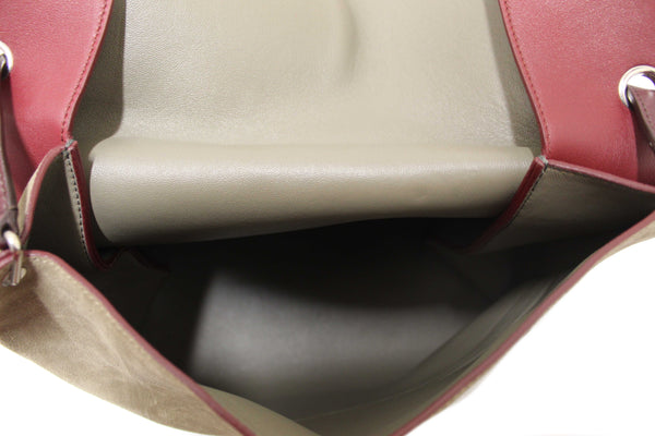 Celine Burgundy/Grey Calfskin Leather and Suede All Soft Shoulder Bag