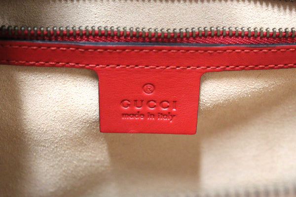 Gucci Red Hibiscus Red Calfskin Matelasse GG Marmont Medium Top Handle Shoulder Bag