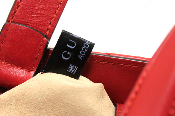 Gucci Red Hibiscus Red Calfskin Matelasse GG Marmont Medium Top Handle Shoulder Bag