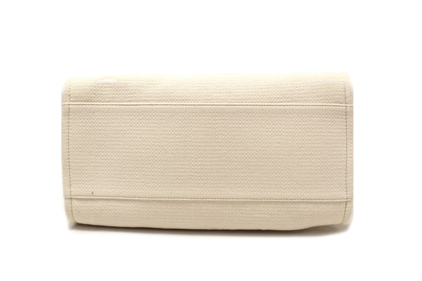 Chanel White Mixed Fibers Maxi Deauville Shopper Tote Bag