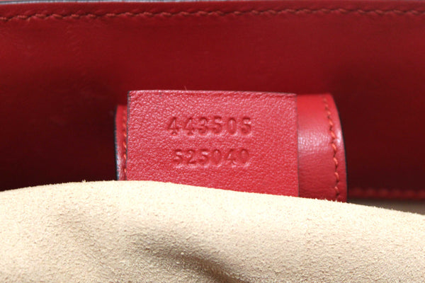 Gucci Red Hibiscus Red Calfskin Matelasse GG Marmont Medium Top Handle Shoulder Bag