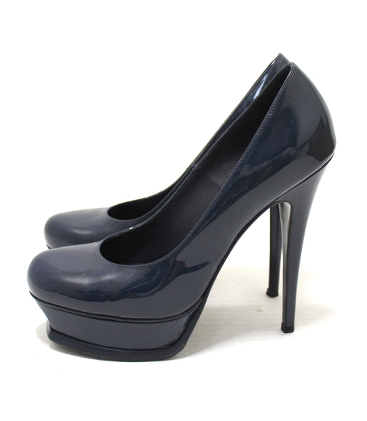 YSL Yves Saint Laurent Blue Tribute Pumps Shoes Size 39
