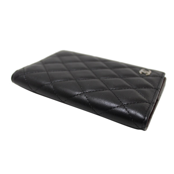 Chanel Black Lambskin Quilted Leather Passport Cover Holder