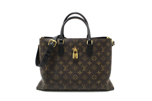 Louis Vuitton Black Monogram Canvas Flower Tote Hand Shoulder Bag