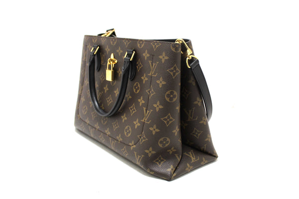 Louis Vuitton Black Monogram Canvas Flower Tote Hand Shoulder Bag