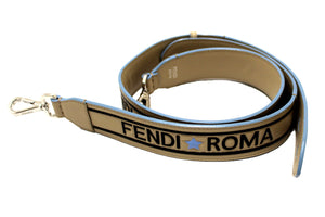Fendi Beige Calfskin Leather Strap You Roma Shoulder Strap