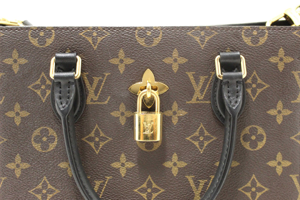 Louis Vuitton Black Monogram Canvas Flower Tote Hand Shoulder Bag