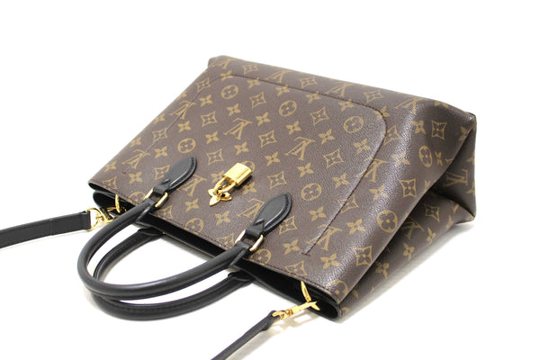 Louis Vuitton Black Monogram Canvas Flower Tote Hand Shoulder Bag