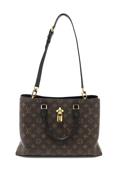 Louis Vuitton Black Monogram Canvas Flower Tote Hand Shoulder Bag