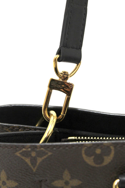 Louis Vuitton Black Monogram Canvas Flower Tote Hand Shoulder Bag