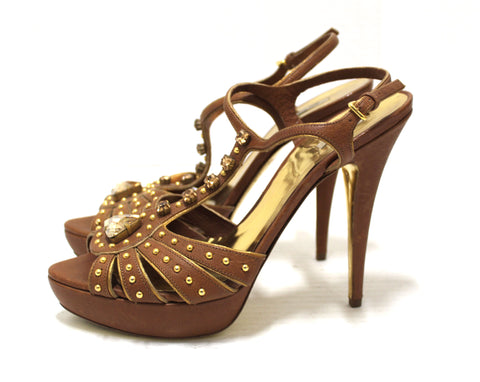 Shoes Miu Miu Brown Leather Gladiator Pump Shoes Size 41/9. | Italystation.com - Shop Now at italystation.com