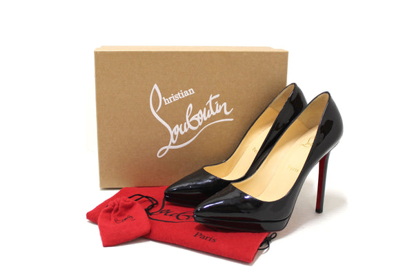 Christian Louboutin Black Patent Pigalle Plato 120 Pumps Size 38