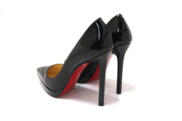 Christian Louboutin 黑色漆皮 Pigalle Plato 120 高跟鞋，尺寸 38