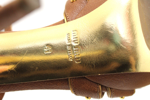 Miu Miu Brown Leather Gladiator Pump Shoes Size 41/9.
