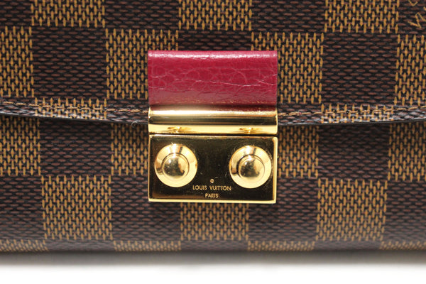 Louis Vuitton Damier Ebene and Fuchsia Croisette Chain Wallet