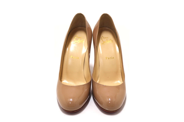 Christian Louboutin Beige Patent Simple 100 Pumps Size 38.5