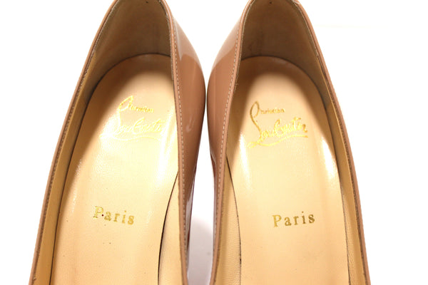 Christian Louboutin Beige Patent Simple 100 Pumps Size 38.5