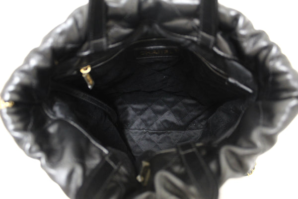 Chanel Black Chanel 22 Calfskin Leather Drawstring Chain Backpack