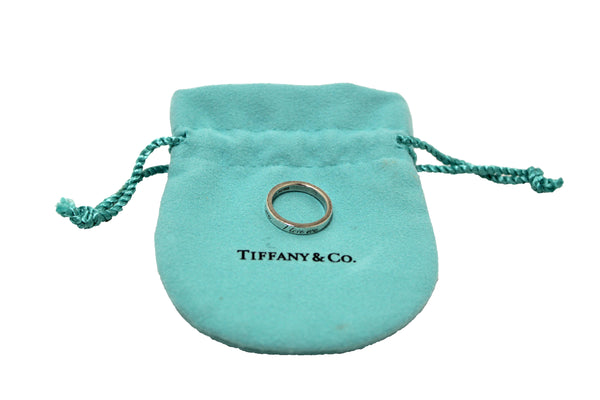 Tiffany & Co. Sterling Silver I Love You Script Band Ring Size 4