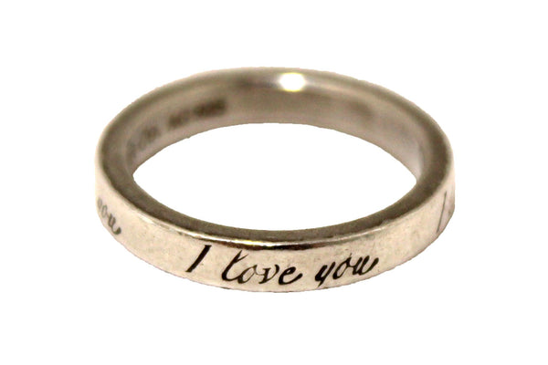 Tiffany & Co. Sterling Silver I Love You Script Band Ring Size 4