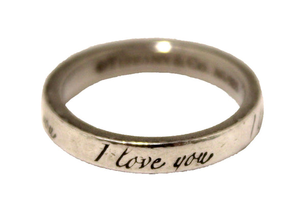 Tiffany & Co. Sterling Silver I Love You Script Band Ring Size 4
