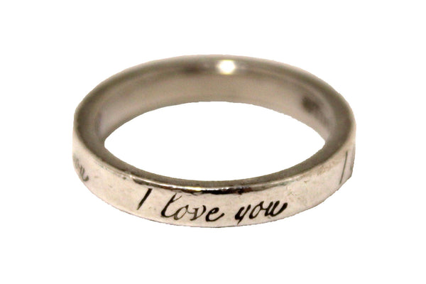 Tiffany & Co. Sterling Silver I Love You Script Band Ring Size 4