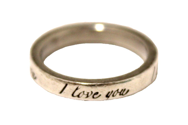 Tiffany & Co. Sterling Silver I Love You Script Band Ring Size 4