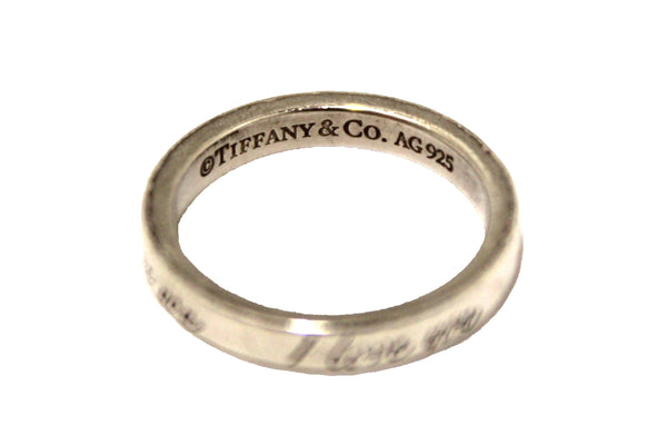 Tiffany & Co. Sterling Silver I Love You Script Band Ring Size 4