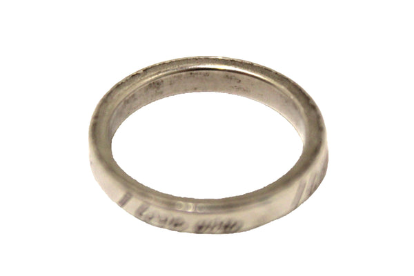 Tiffany & Co. Sterling Silver I Love You Script Band Ring Size 4