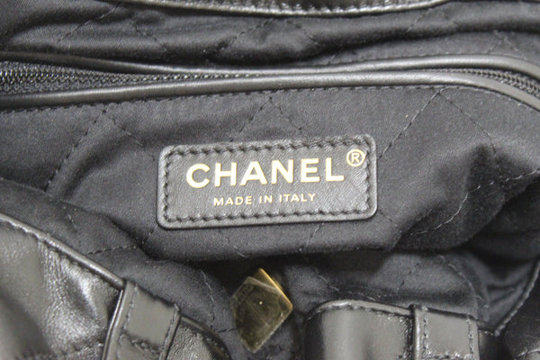 Chanel Black Chanel 22 Calfskin Leather Drawstring Chain Backpack