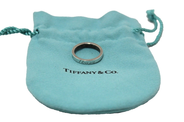 Tiffany & Co. Sterling Silver I Love You Script Band Ring Size 4