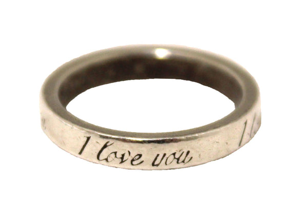 Tiffany & Co. Sterling Silver I Love You Script Band Ring Size 4