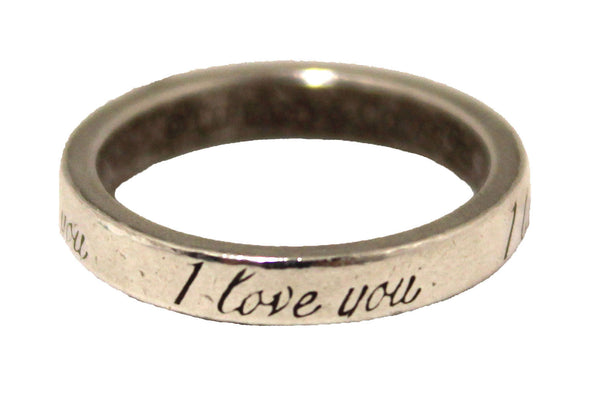 Tiffany & Co. Sterling Silver I Love You Script Band Ring Size 4