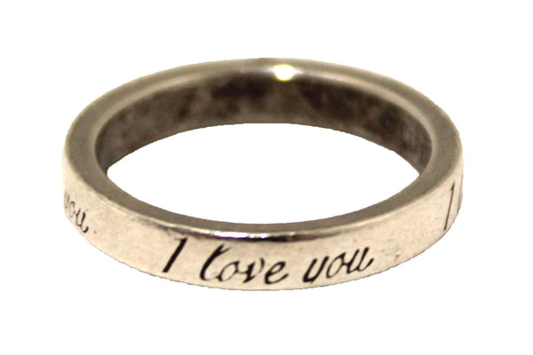 Tiffany & Co. Sterling Silver I Love You Script Band Ring Size 4