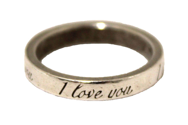 Tiffany & Co. Sterling Silver I Love You Script Band Ring Size 4