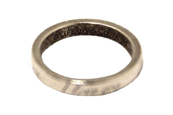 Tiffany & Co. Sterling Silver I Love You Script Band Ring Size 4
