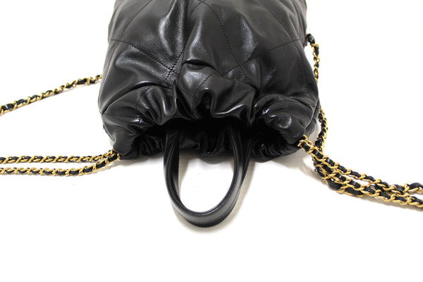 Chanel Black Chanel 22 Calfskin Leather Drawstring Chain Backpack