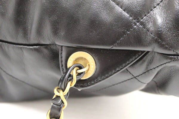 Chanel Black Chanel 22 Calfskin Leather Drawstring Chain Backpack